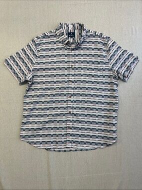Ben Sherman Linen Cotton Plaid/geometric Button Up Shirt Men’s XL Short Sleeve